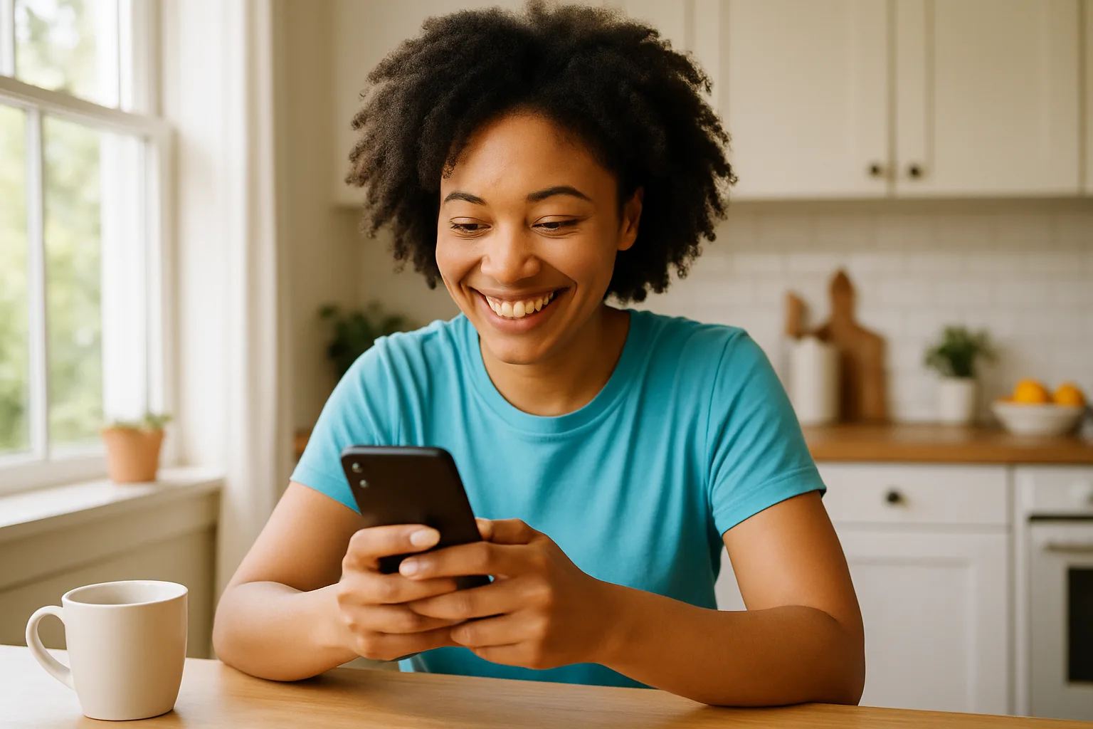 Person smiling while messaging on a smartphone — start dating in Merseyside